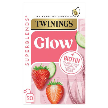 Twinings Superblends Glow avec des fraises, du concombre et du thé vert 20 par paquet