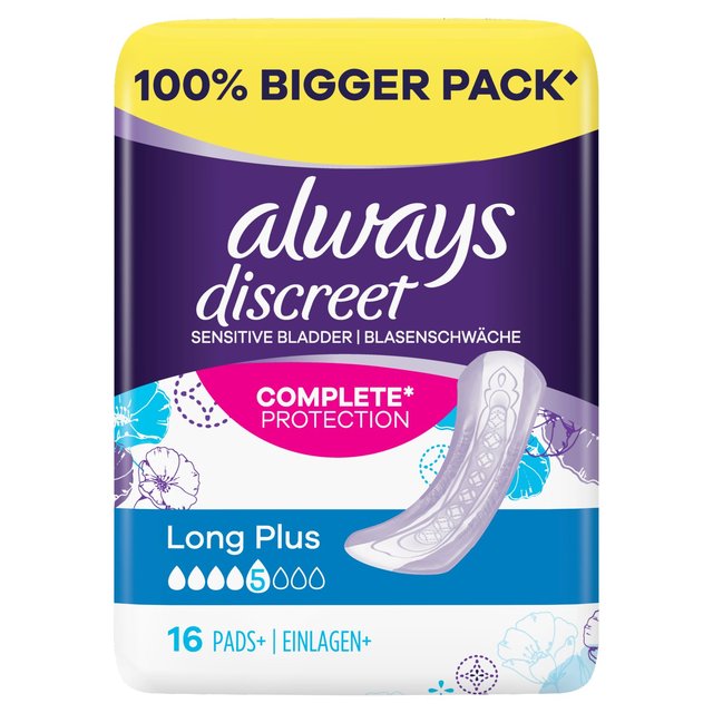 Always Discreet Incontinence Pads Long Plus 16 per pack