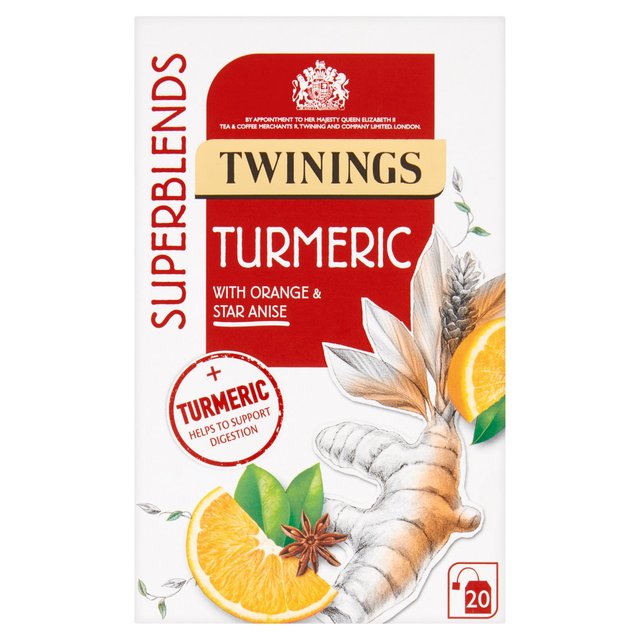 Twinings Superblends Cúrcuma con anís naranja y estrella 20 por paquete