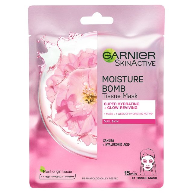 Bomba de humedad Garnier Sakura Hidratante Holra de la carcasa Máscara de piel opaca