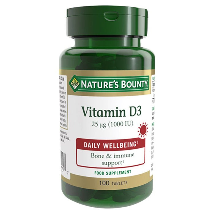 Nature's Bounty Vitamin D3 Supplement Tablets 25ug 1000IU 100 per pack