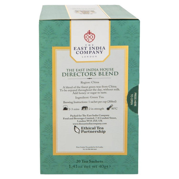 Los directores de la East India Company Green Tea Blend Sachets 20 por paquete