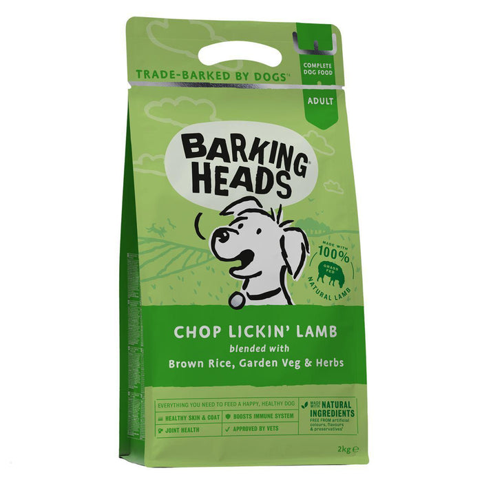 Têtes d'aboiement hacher lickin 'Lamb Adult Dry Dog Aliments 2kg