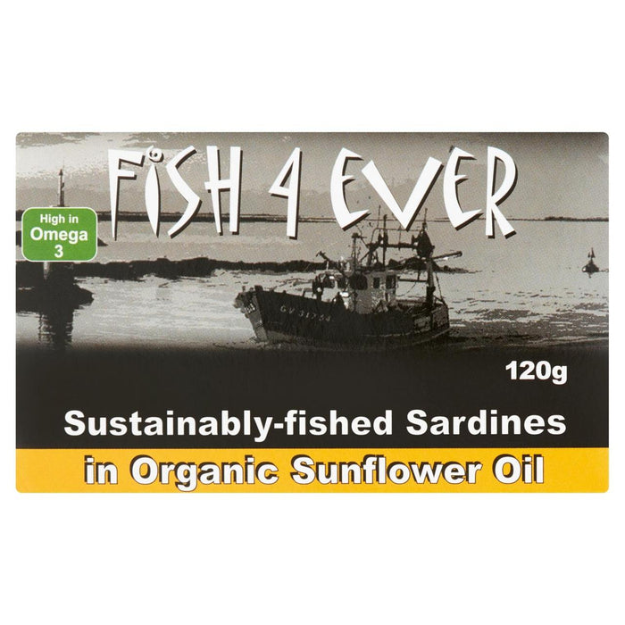 Fisch 4 immer ganze Sardinen in Bio -Sonnenblumenöl 120g