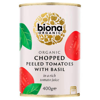 Tomates hachées organiques biona avec basilic frais 400g
