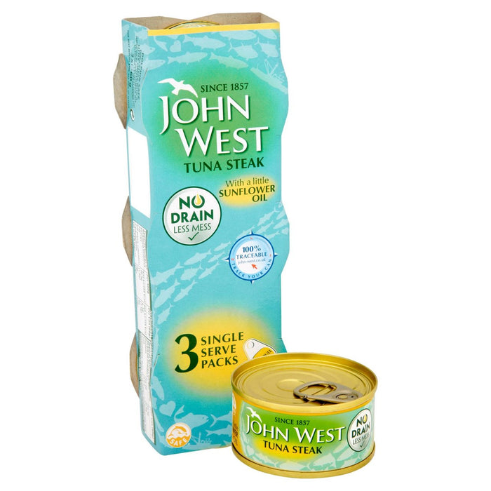 John West kein Abfluss Thunfischsteak in Sonnenblumenöl 3 x 60g