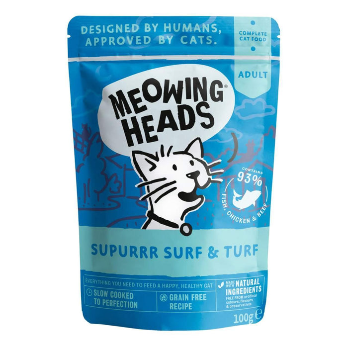 Mineing Heads Supurrr Surf & Turf Wet Cat Food Pouch 100g