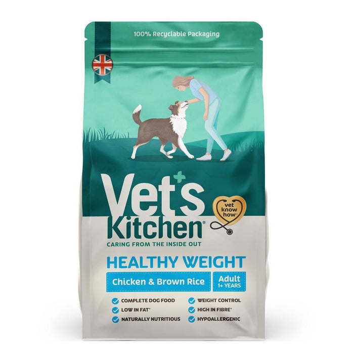 Vet's Kitchen poids sain adulte Aliments à chien sec et riz brun 1kg