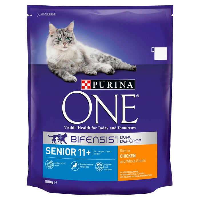 Purina One Senior 11+ Cat Food Poulet et Grain entier 800g