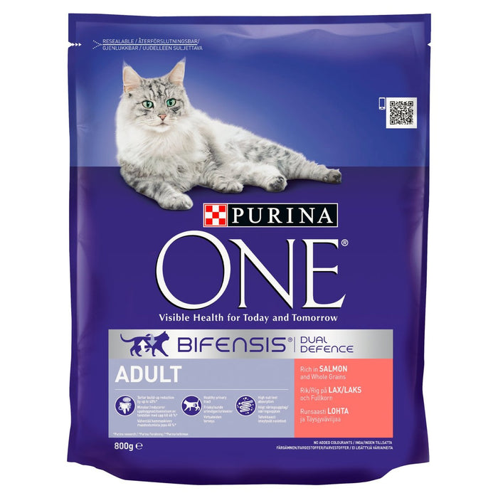 Purina One Adult Dry Cat Aliments Saumon et Grain entier 800g